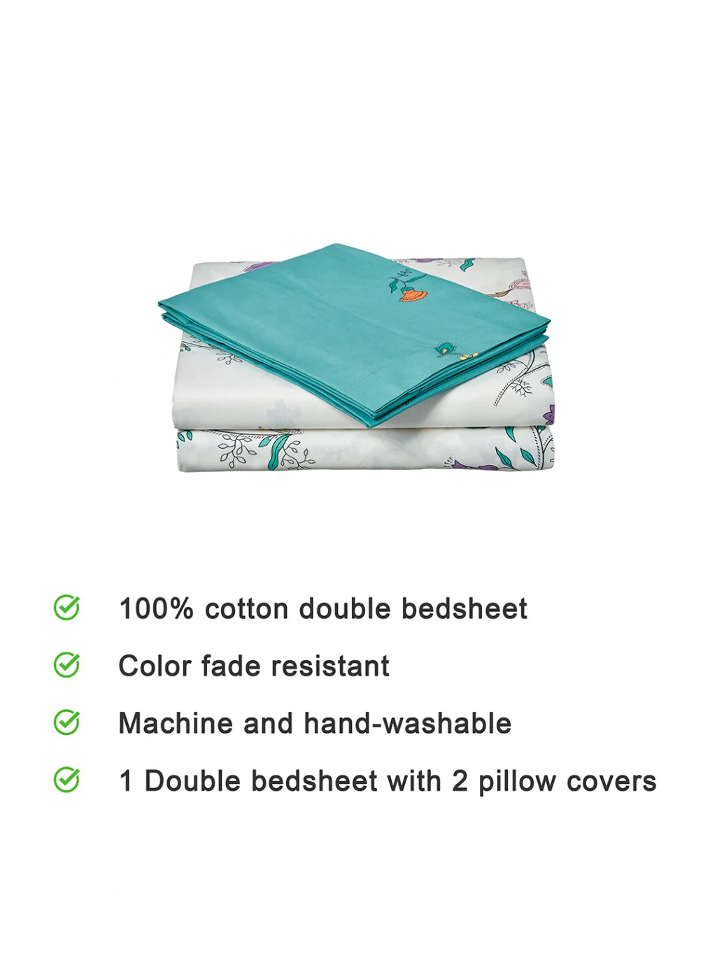 Multicolor 128 TC Bedsheet with 2 Pillow Covers (Romance) - Image 4