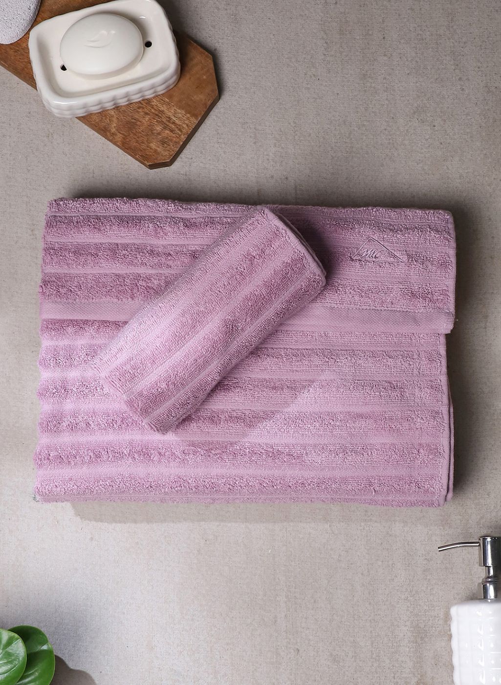 Pink Cotton 525 GSM Towel Set Pack of 2 (1 Bath & 1 Hand Towel) - Image 2