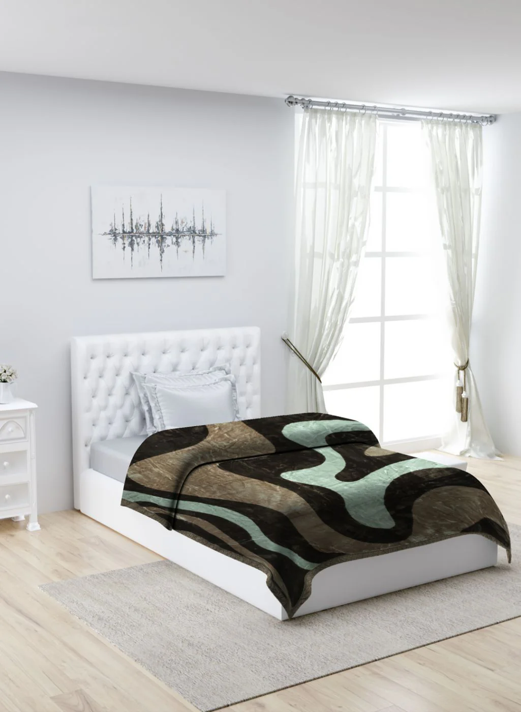 Printed Mink Single Blanket for Mild Winter - 2 Ply - Image 2