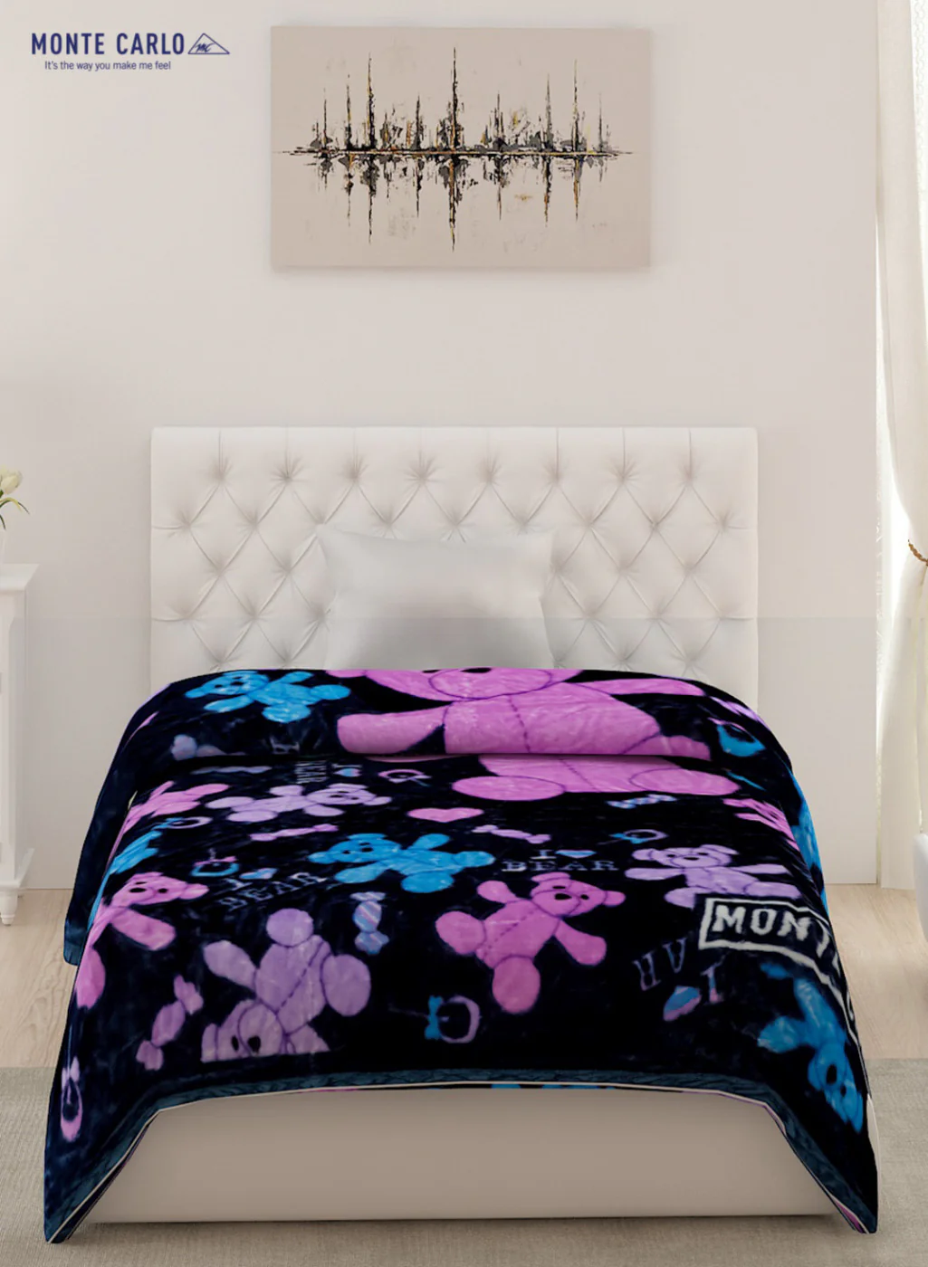 Single Bed Multicolor Mink Blanket - 2 Ply - Image 2