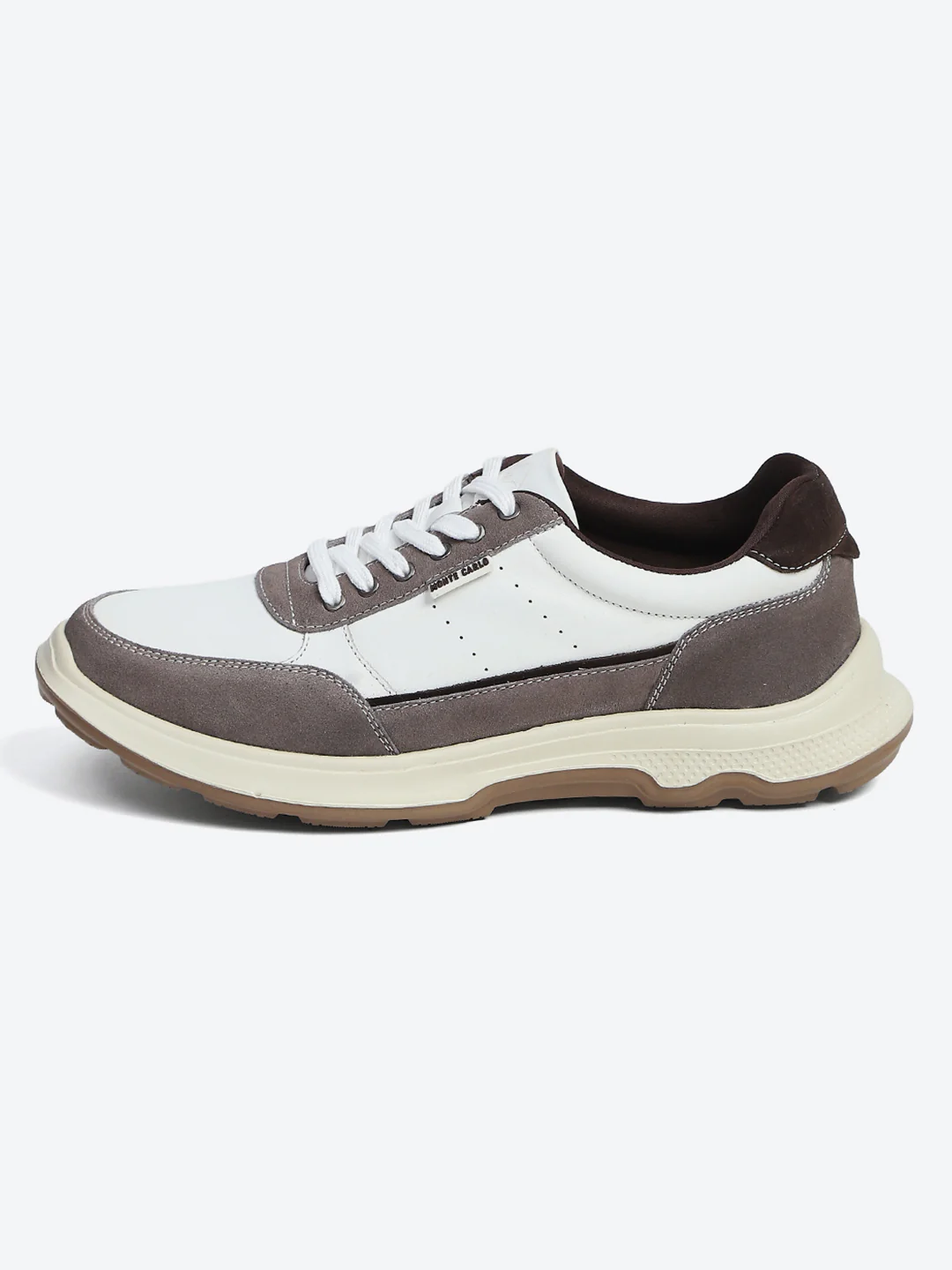 Monte Carlo White & Taupe Comfort Casual Sneakers for Men - Image 4