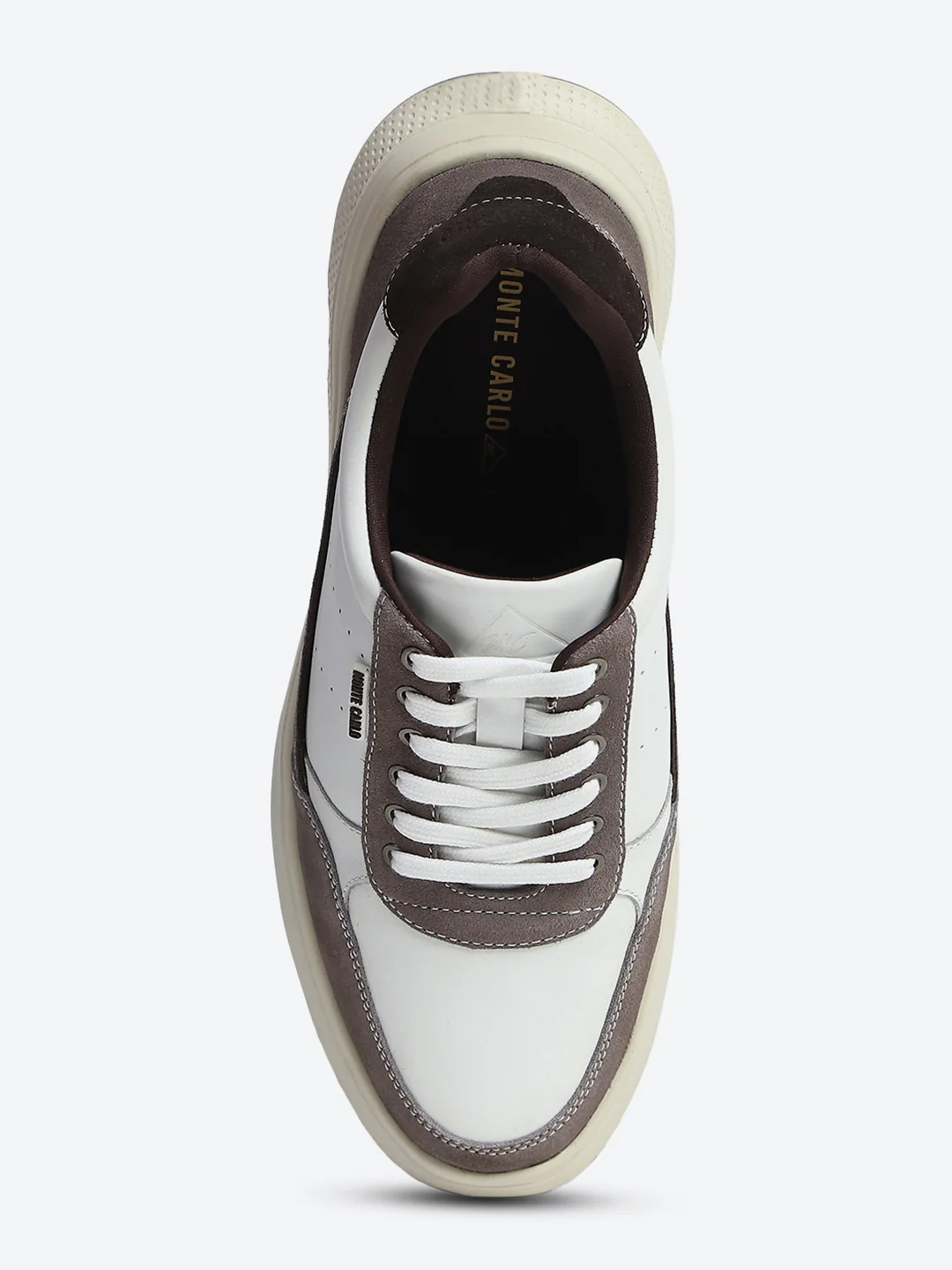 Monte Carlo White & Taupe Comfort Casual Sneakers for Men - Image 6