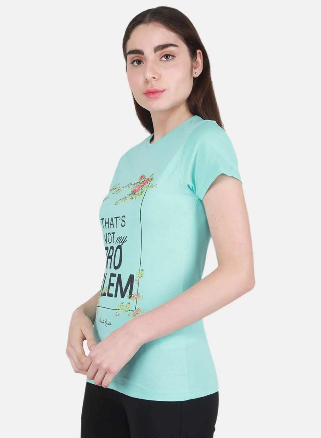 Women Aqua Blue & Purple Printed Top 2 Pc Set - Image 3