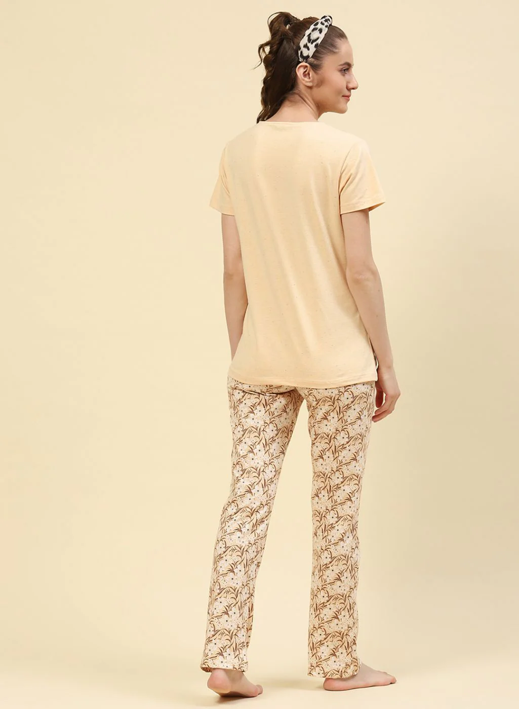 Women Beige Printed Lower Set - Image 4