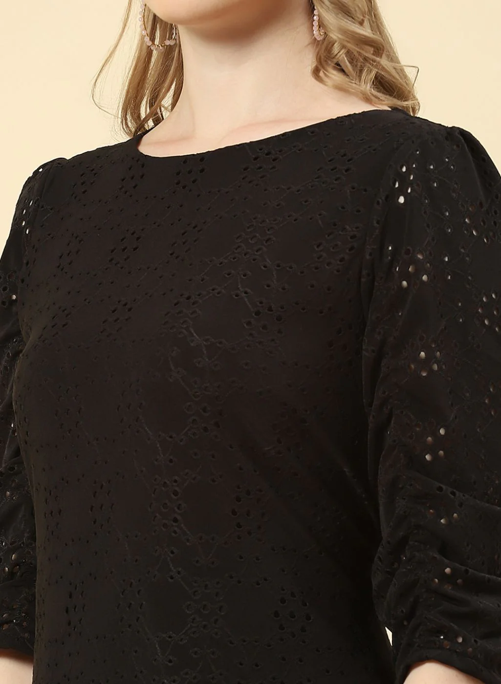 Women Black Jaquard Dress - Image 6
