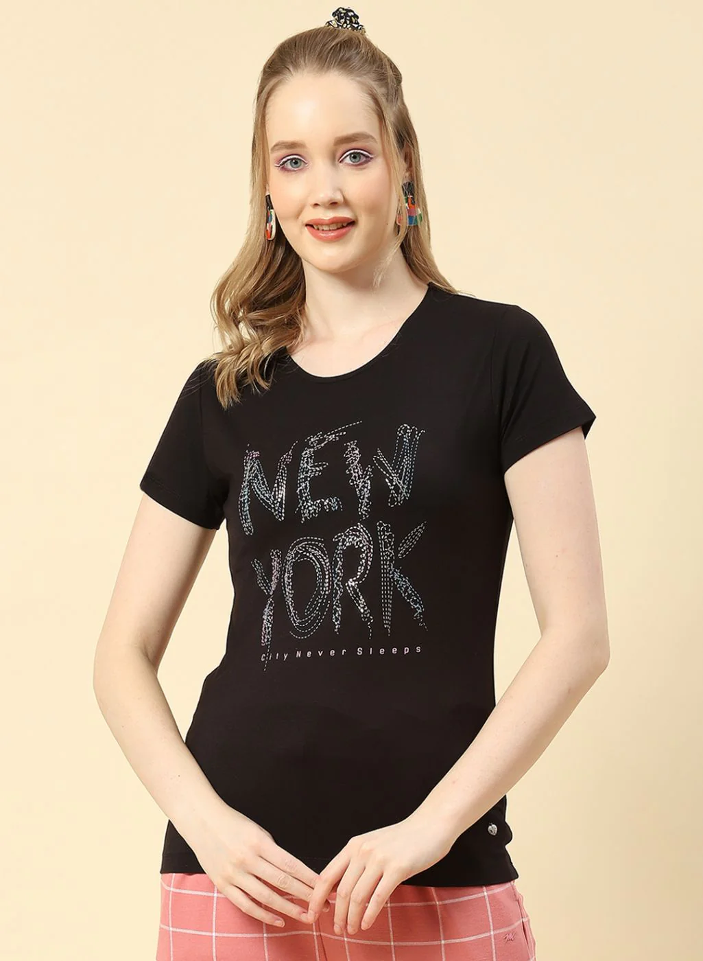 Women Black Printed Top - Image 2