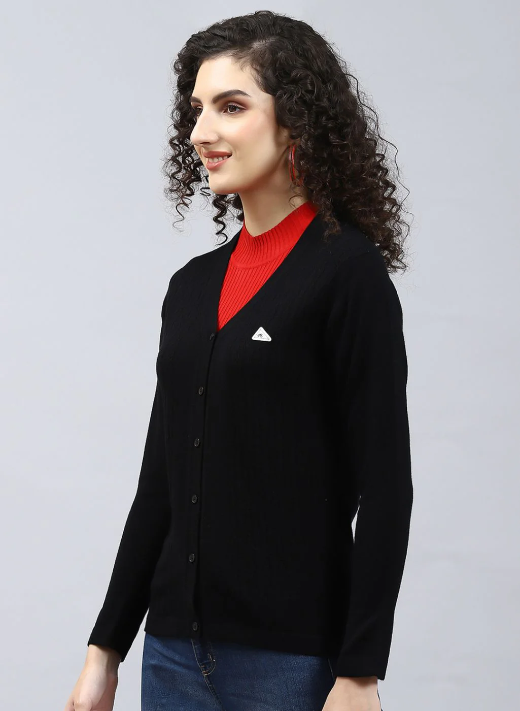 Women Black Self Design Wool blend Cardigan - Image 3