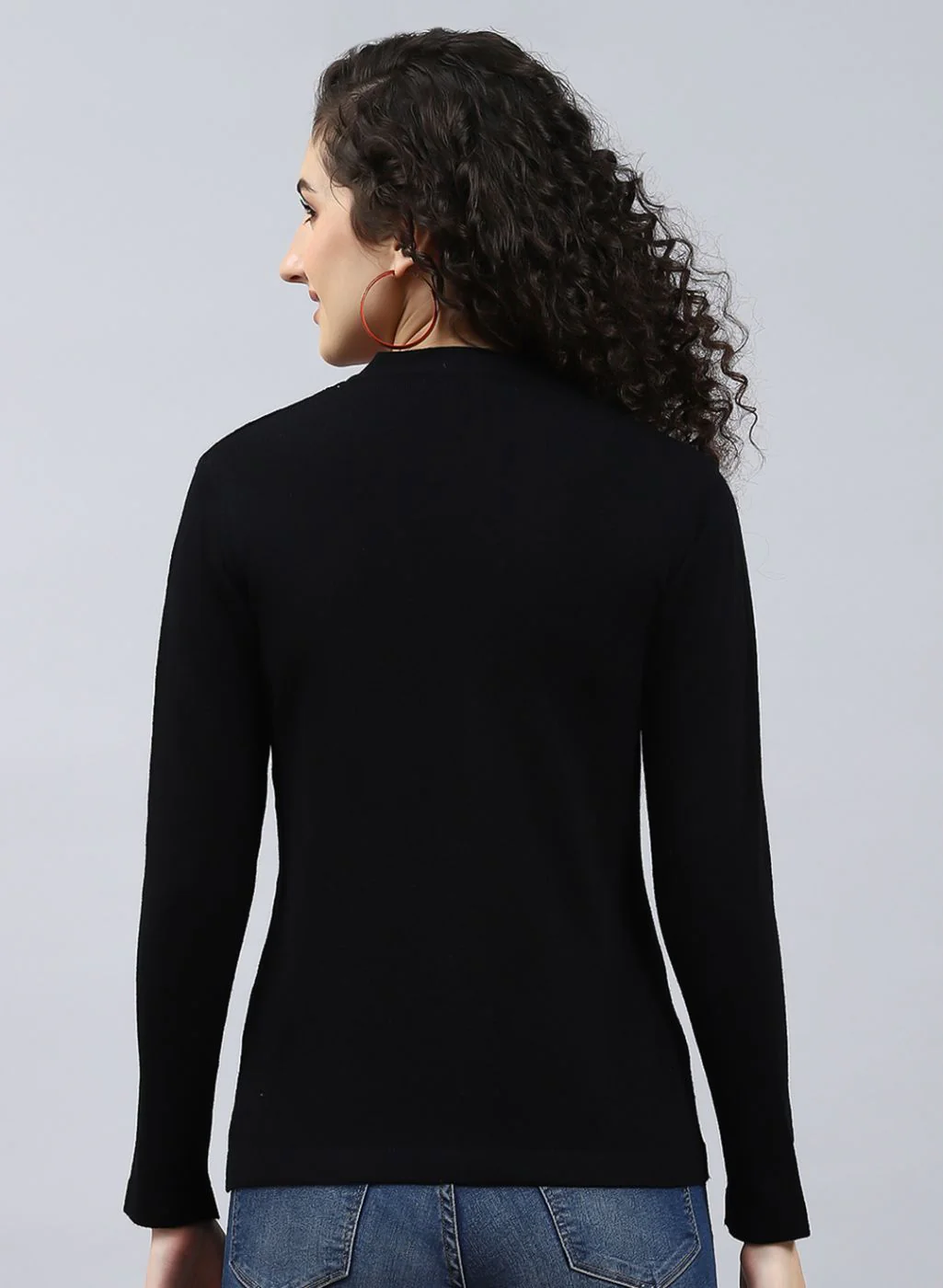 Women Black Self Design Wool blend Cardigan - Image 5