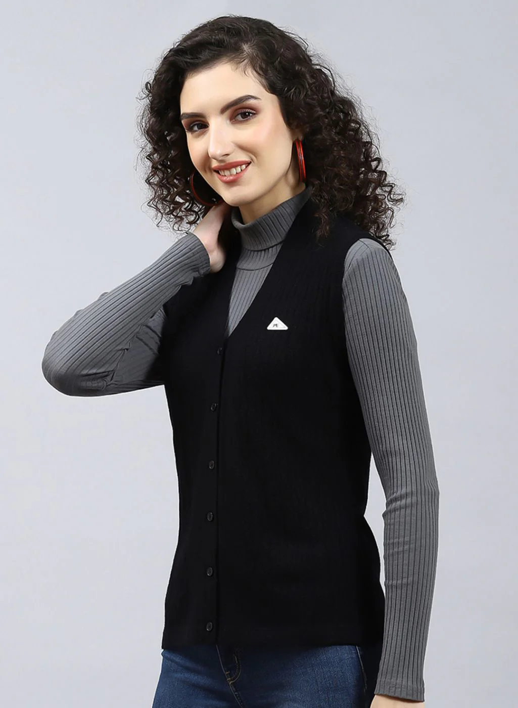 Women Black Self Design Wool blend Cardigan - Image 3