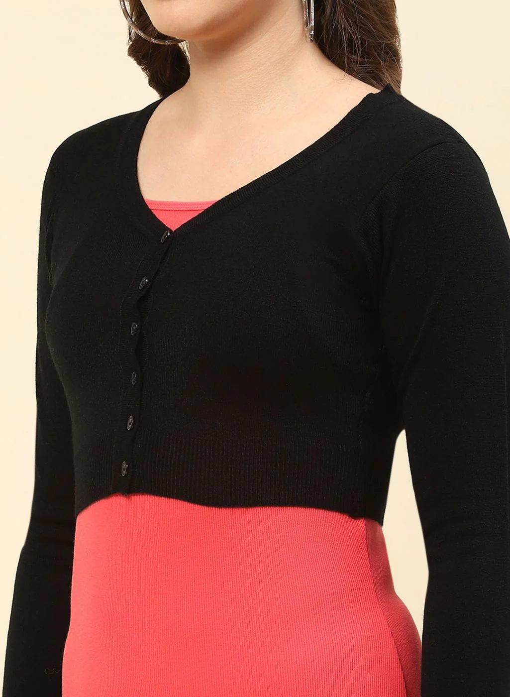 Women Black Solid Blend wool Blouse - Image 6
