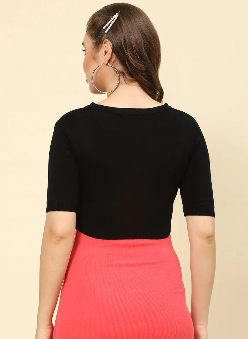 Women Black Solid Blend wool Blouse - Image 5