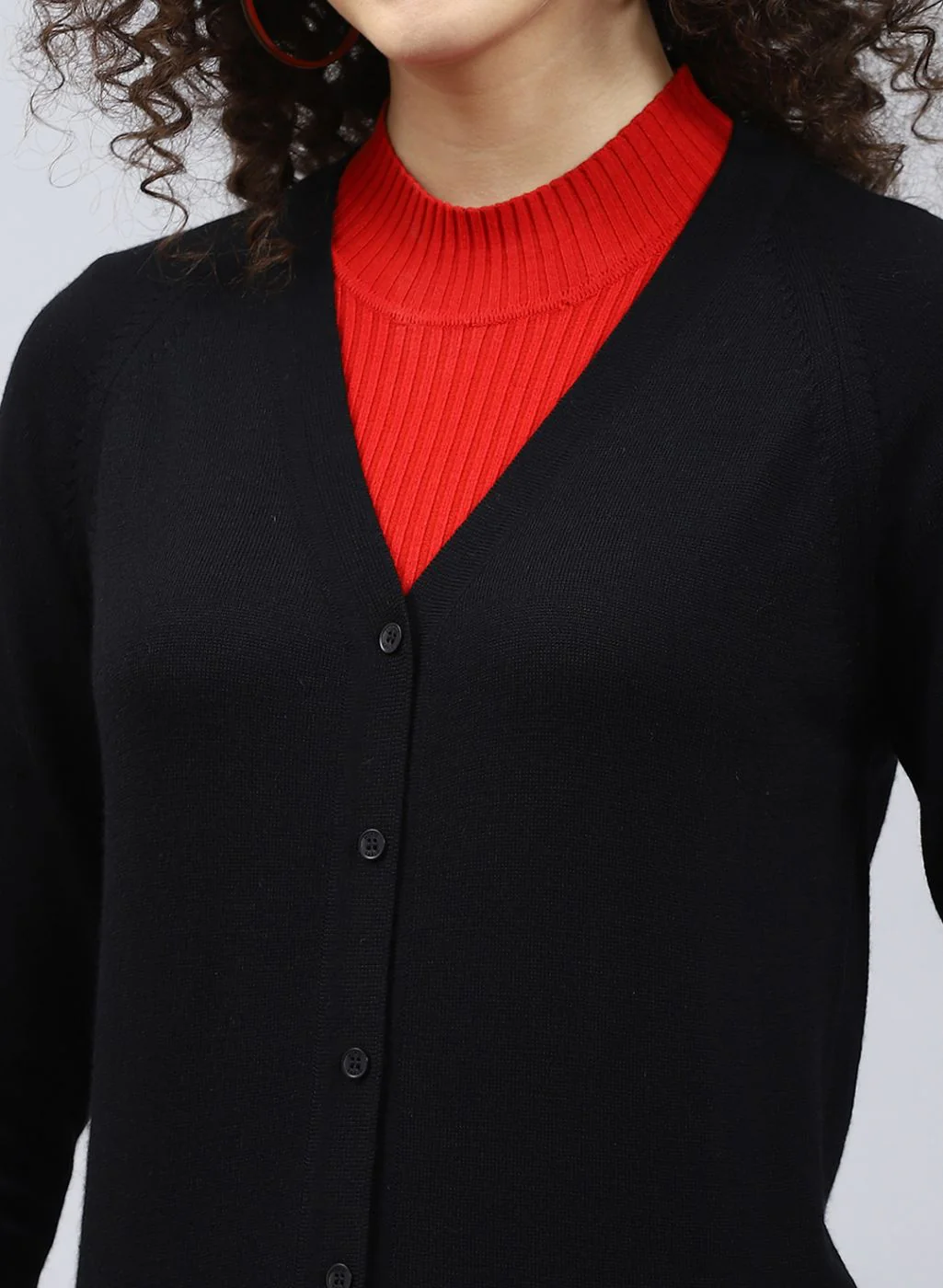 Women Black Solid Pure wool Cardigan - Image 6