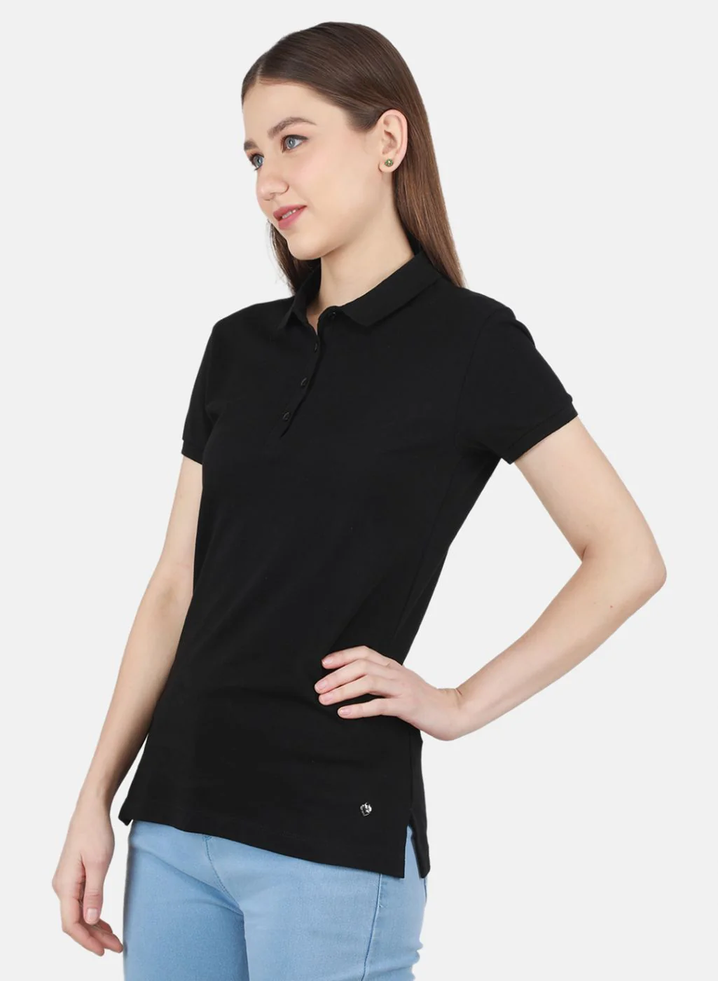 Women Black Solid T-Shirt - Image 2
