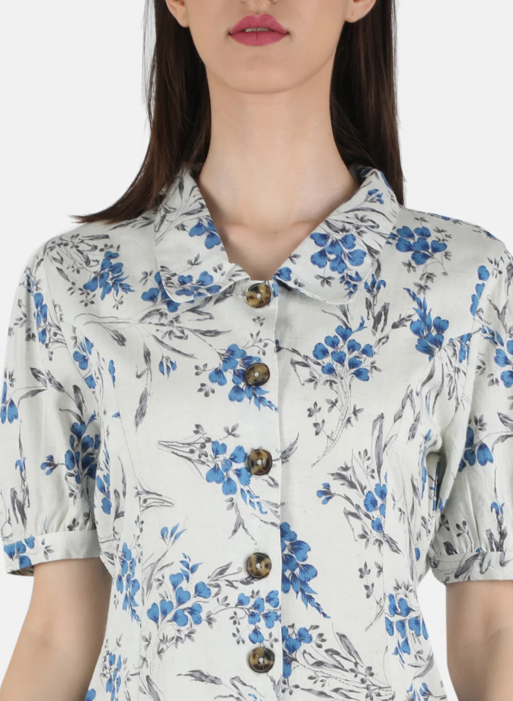 Women Blue Printed Dress - Image 5