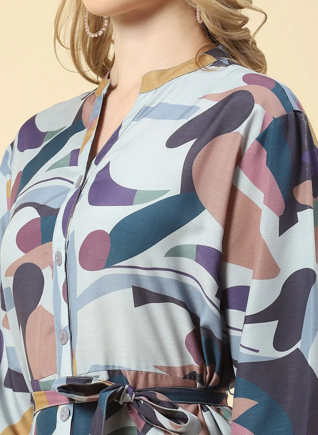 Women Blue Printed Dress - Image 6