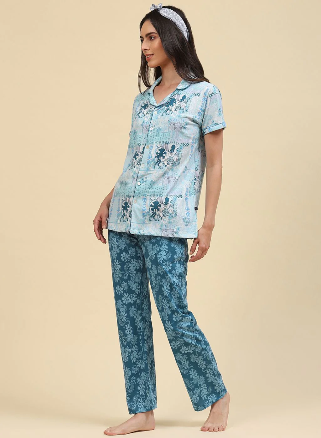 Women Blue Printed Lower Set - Image 2