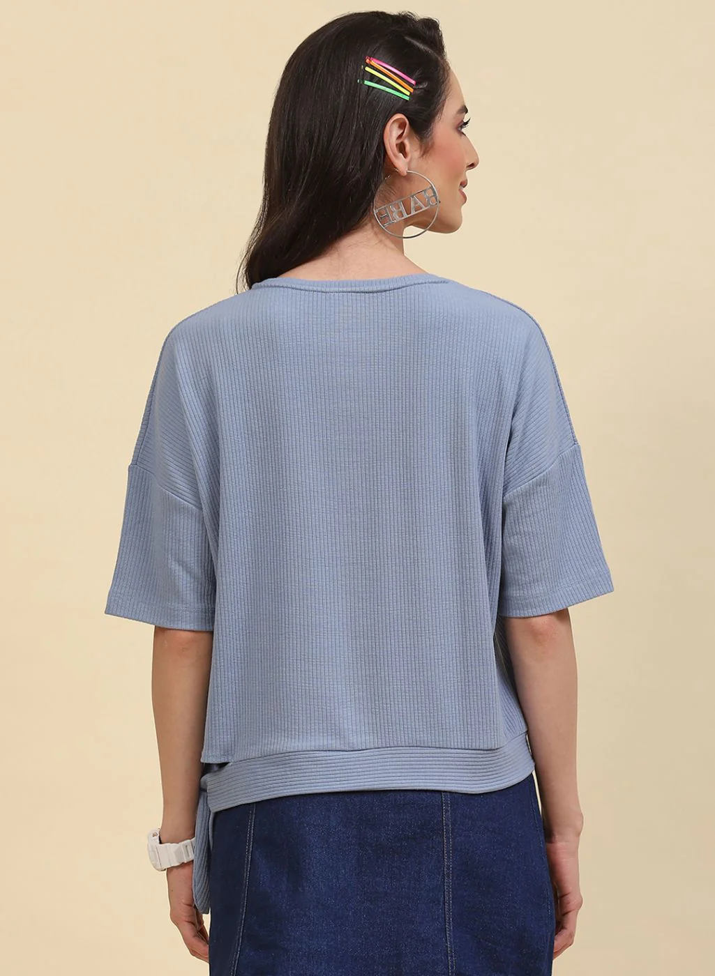 Women Blue Printed Top - Image 4