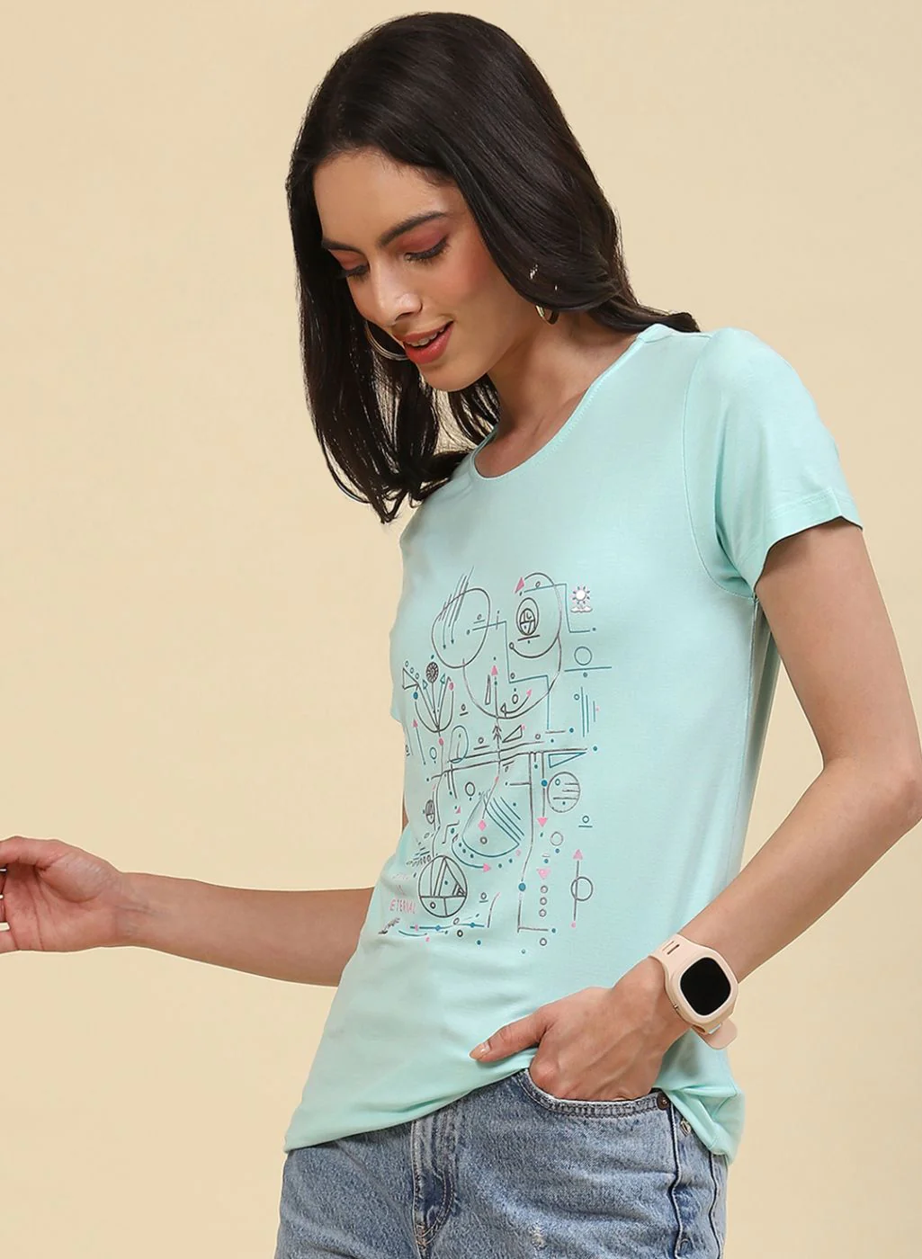 Women Blue Printed Top - Image 2