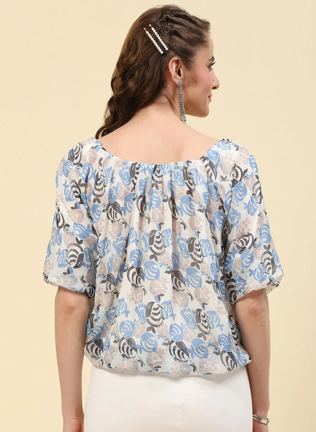 Women Blue Printed Top - Image 5