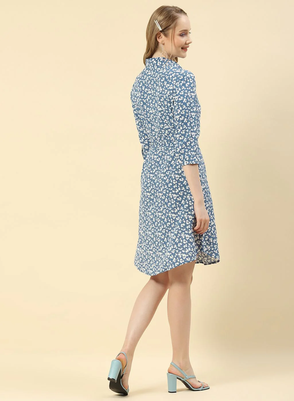 Women Blue Printed Tunic - Image 4