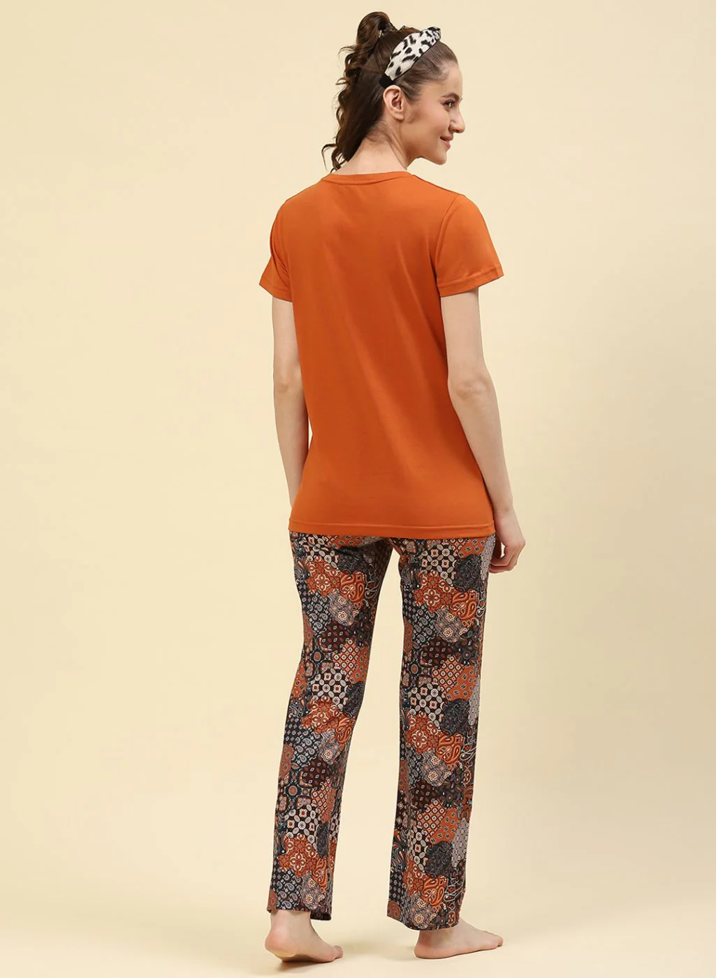 Women Brown Printed Lower Set - Image 4