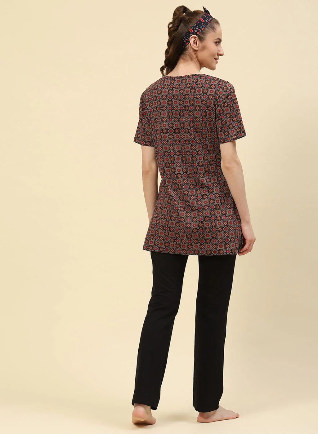 Women Brown Printed Lower Set - Image 4