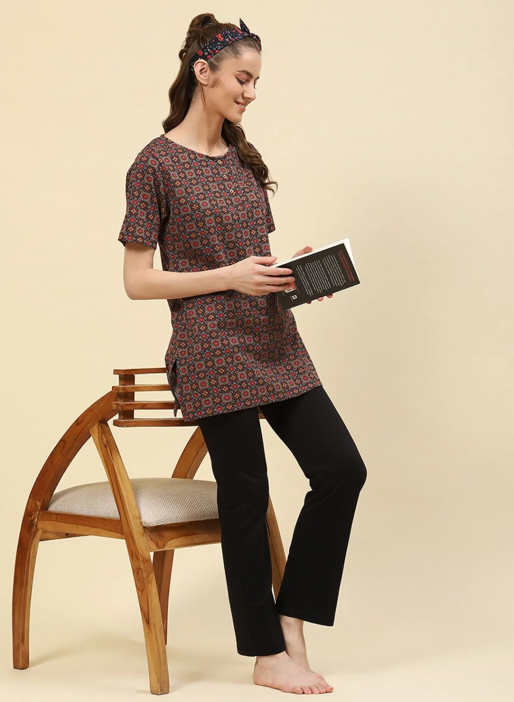 Women Brown Printed Lower Set - Image 5
