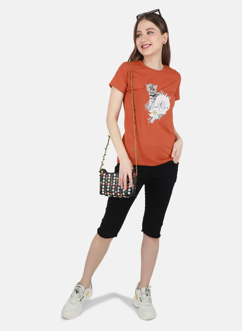 Women Brown Printed Top - Image 4