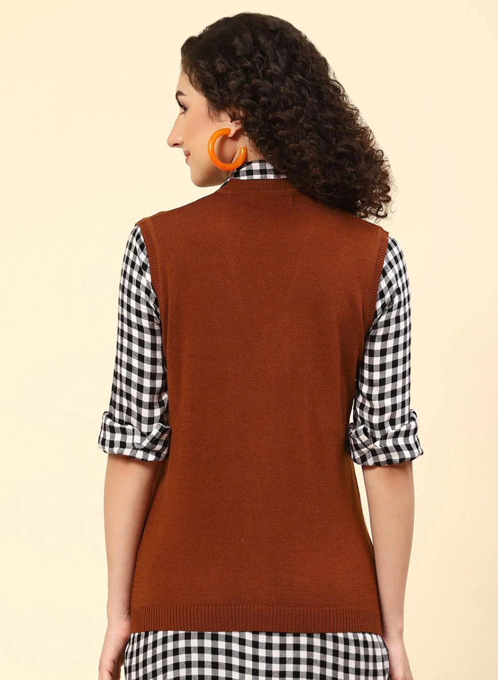 Women Brown Solid Wool blend Cardigan - Image 5