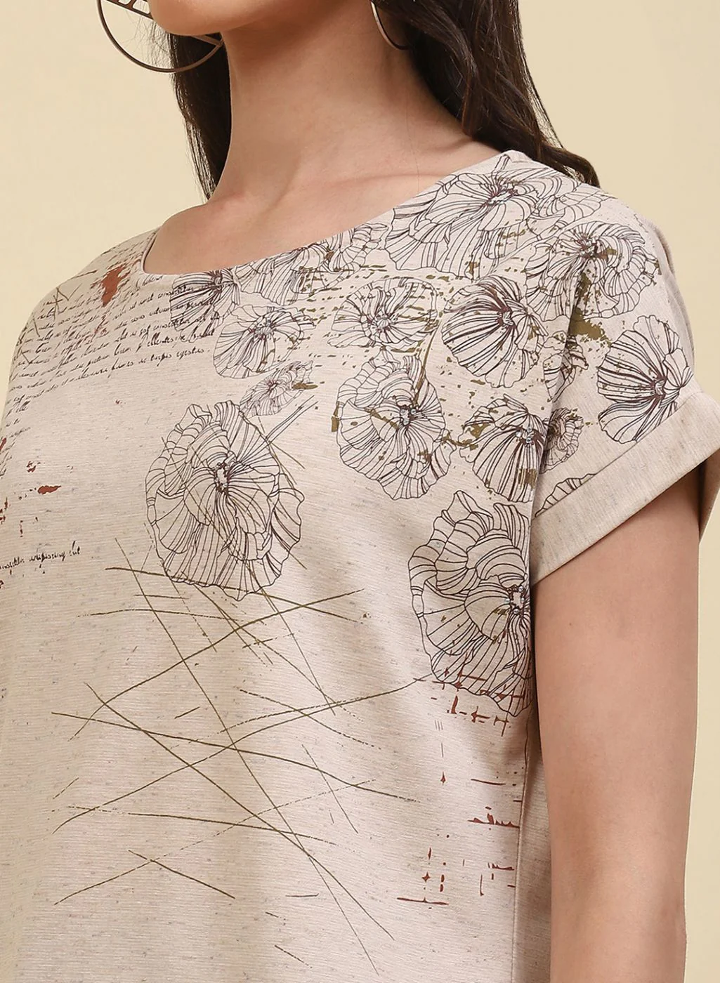Women Cream Printed Top - Image 6