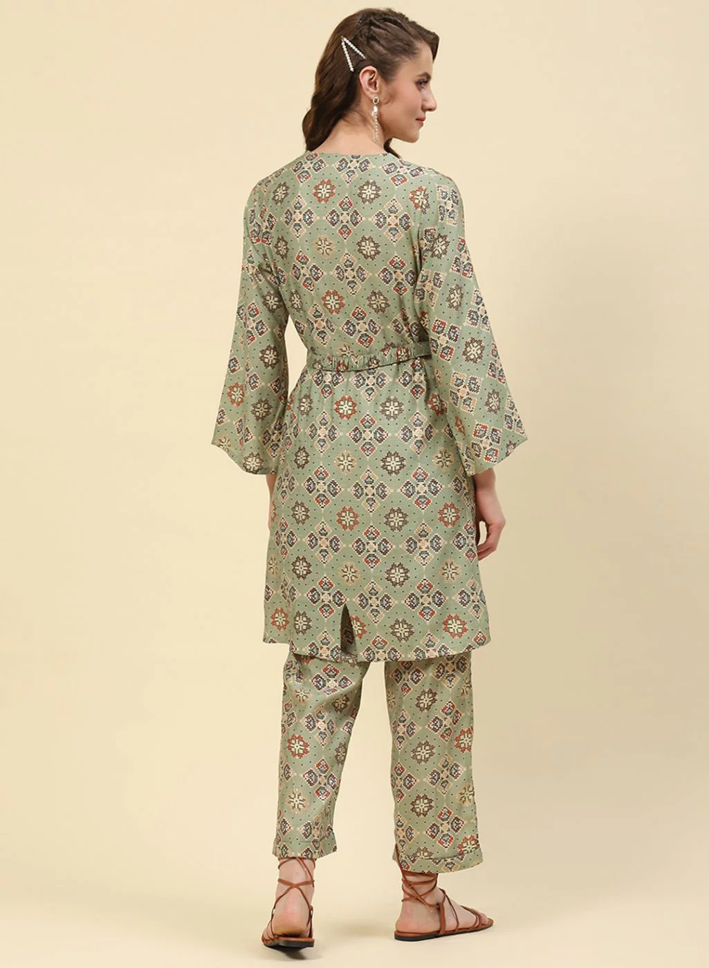 Women Green Printed CoordiNAte Set - Image 4