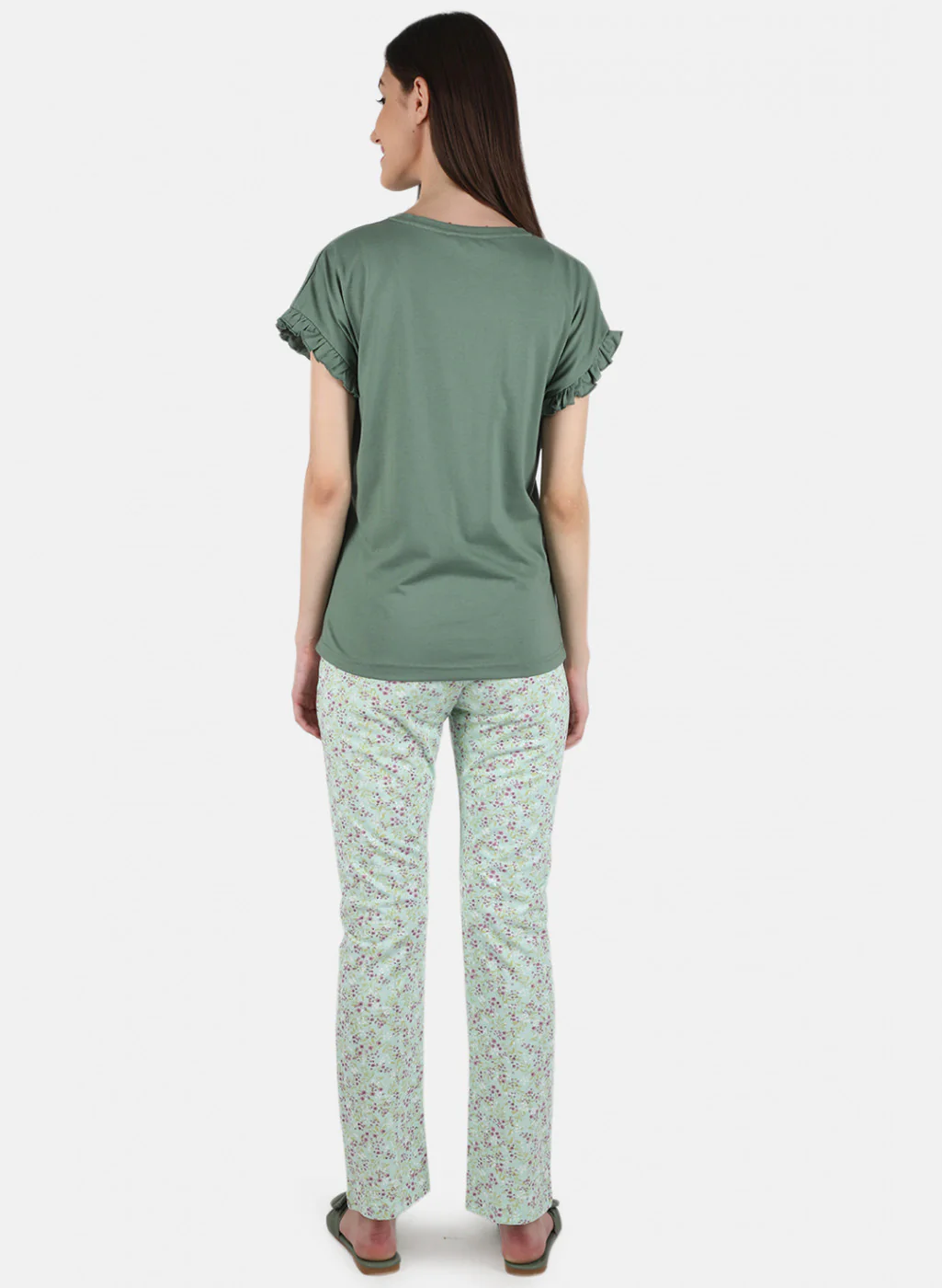 Women Green Printed Lower Set - Image 3