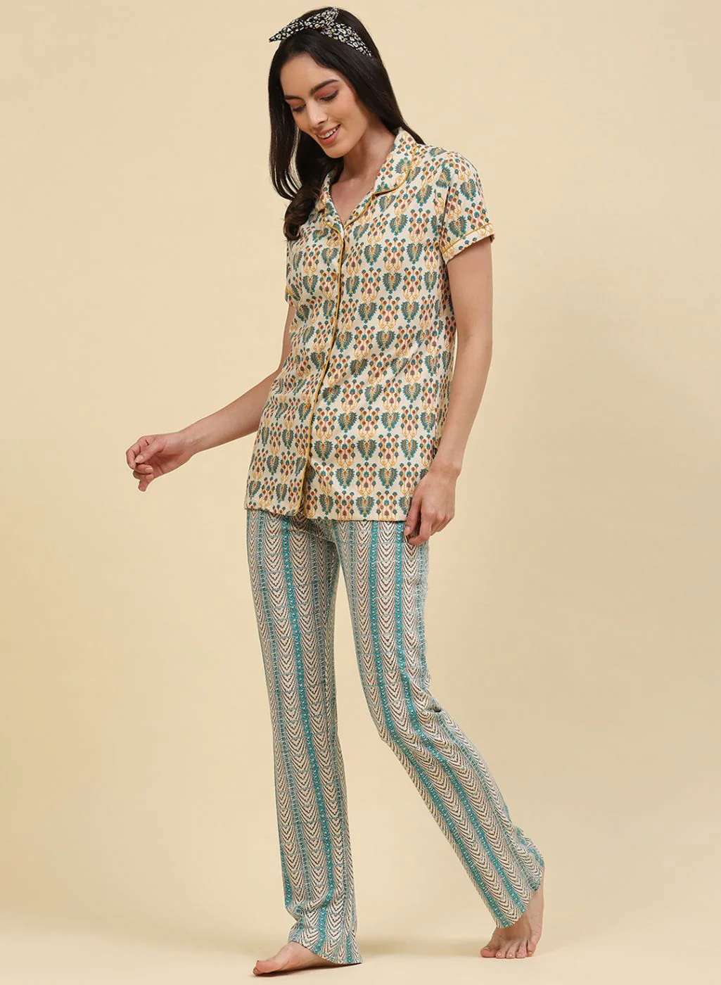 Women Green Printed Lower Set - Image 2