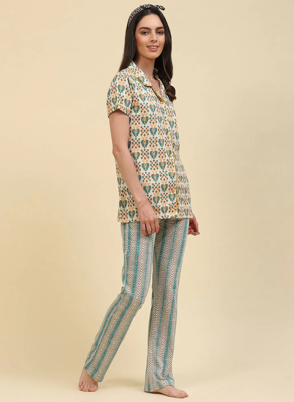 Women Green Printed Lower Set - Image 3