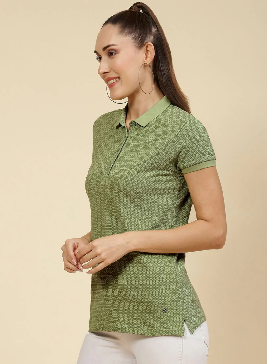 Women Green Printed T-Shirt - Image 2