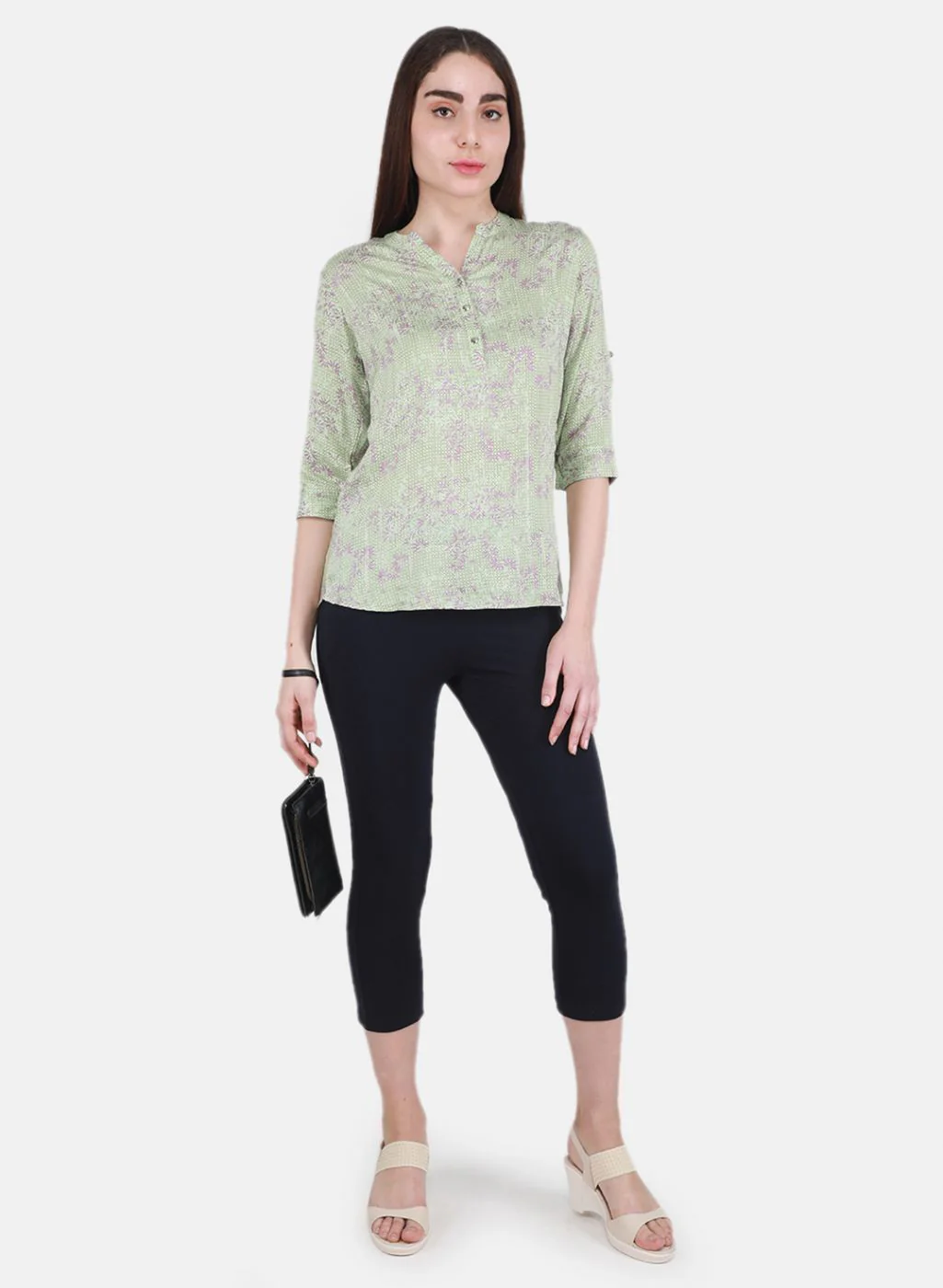 Women Green Printed Top - Image 4