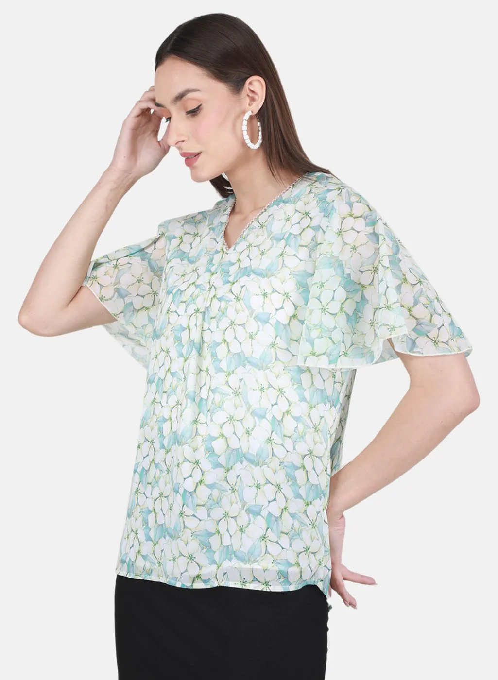 Women Green Printed Top - Image 2