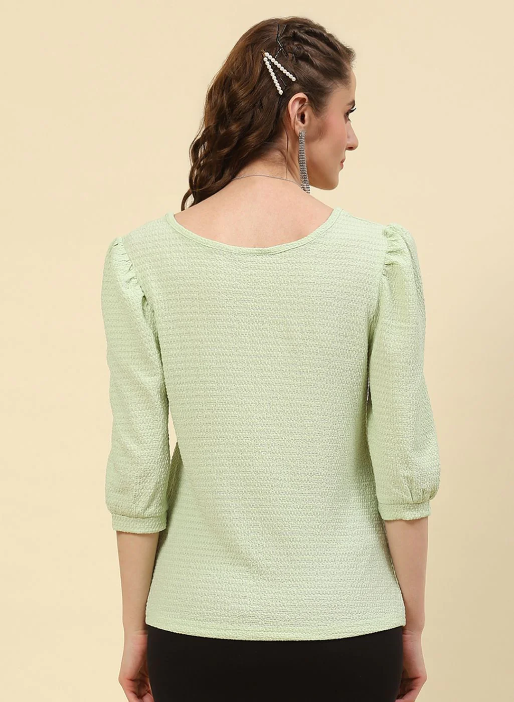 Women Green Printed Top - Image 5