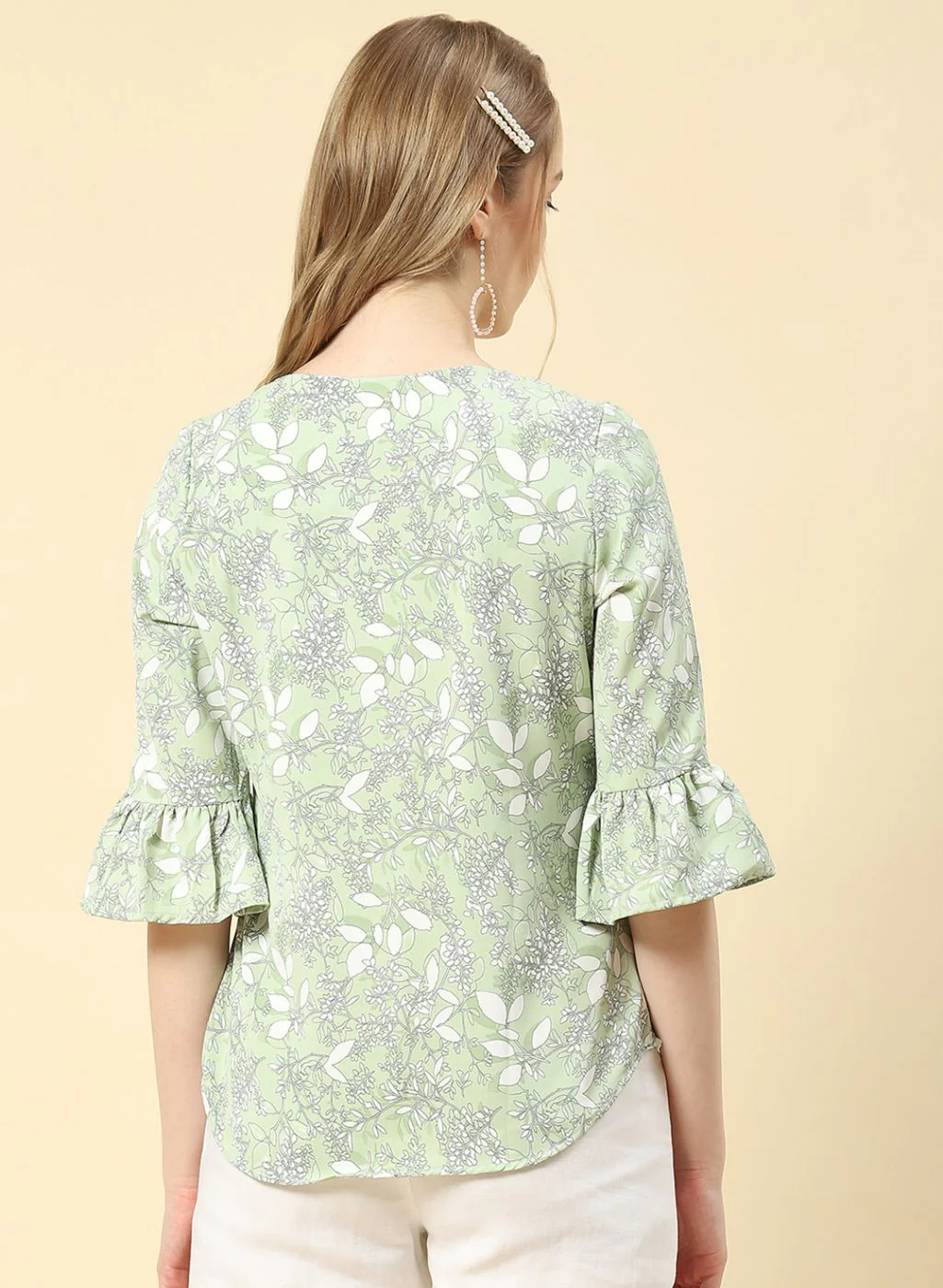 Women Green Printed Top - Image 4