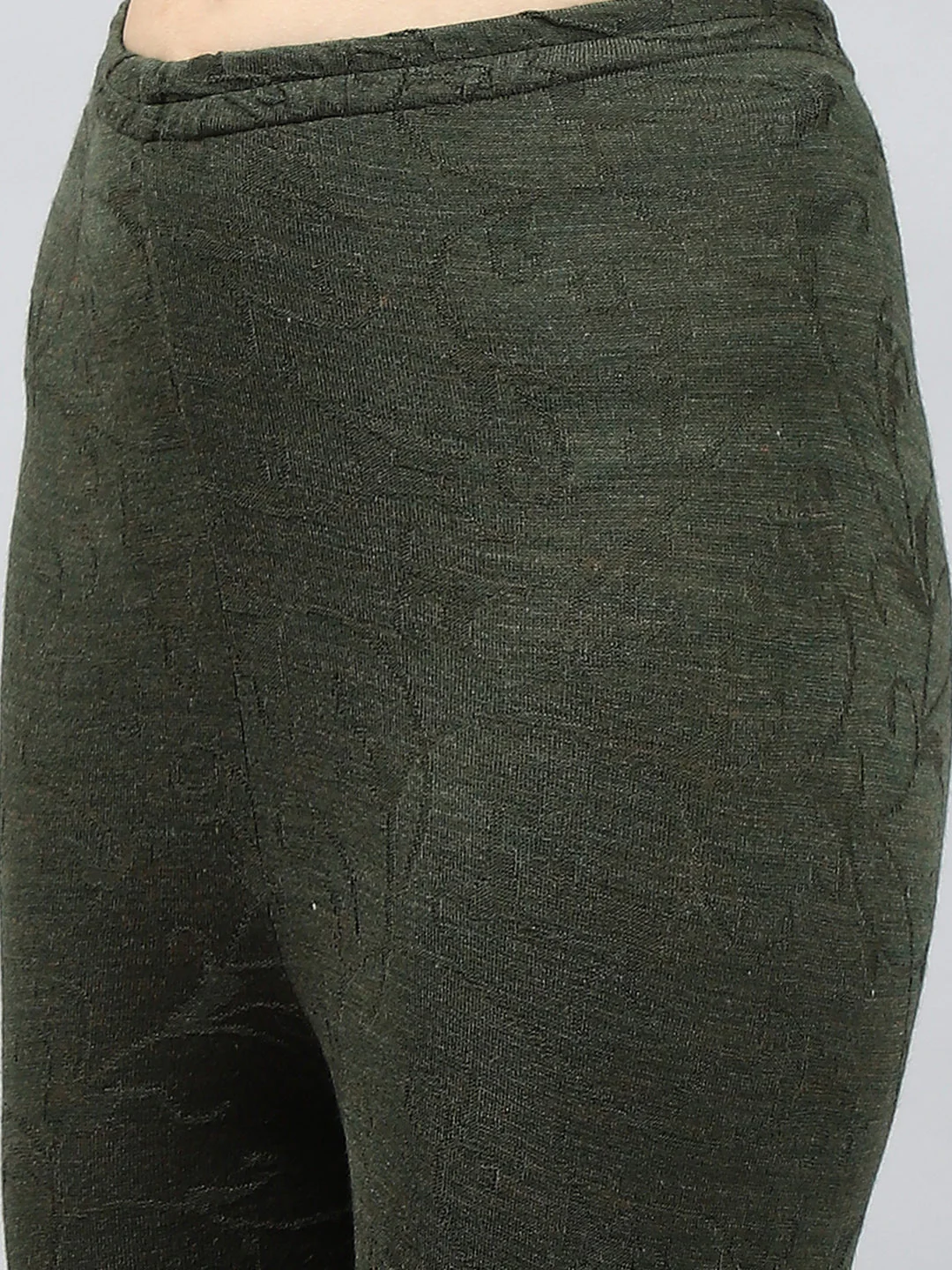 Women Green Self Design Kurti+Lower Set for Winter - Image 7