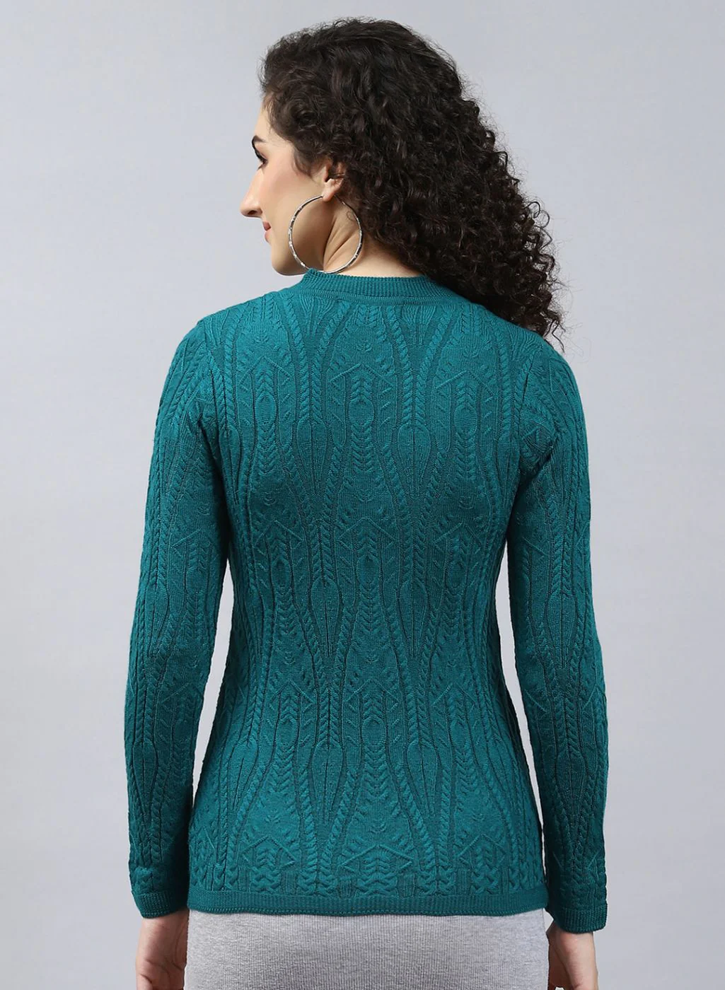 Women Green Self Design Wool blend Cardigan - Image 5