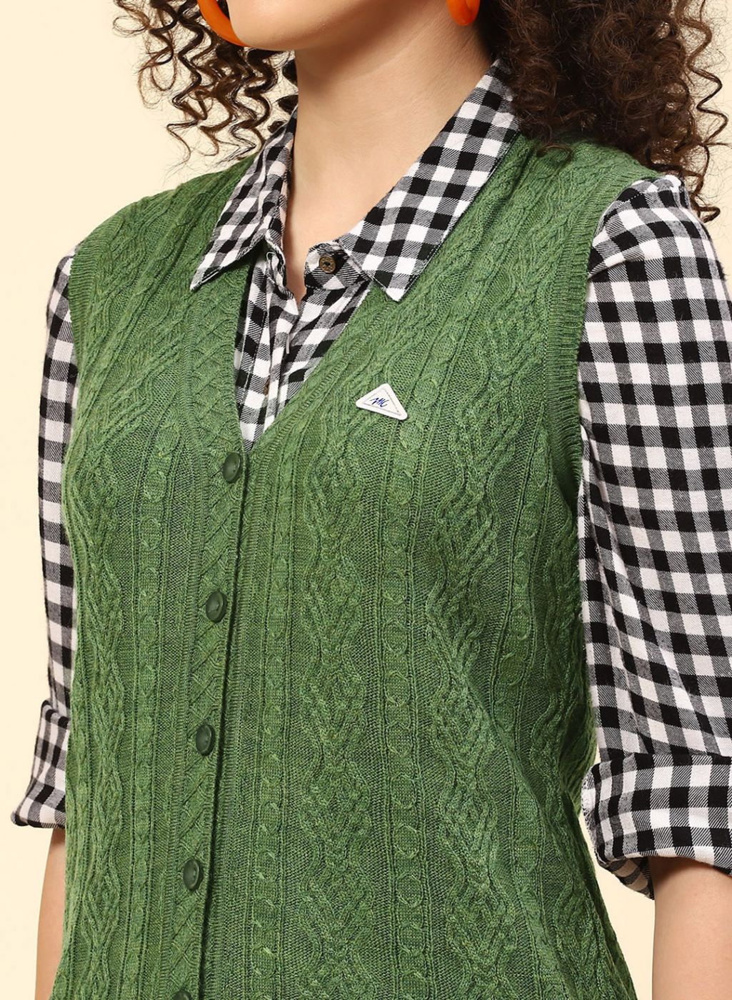 Women Green Self Design Wool blend Cardigan - Image 6
