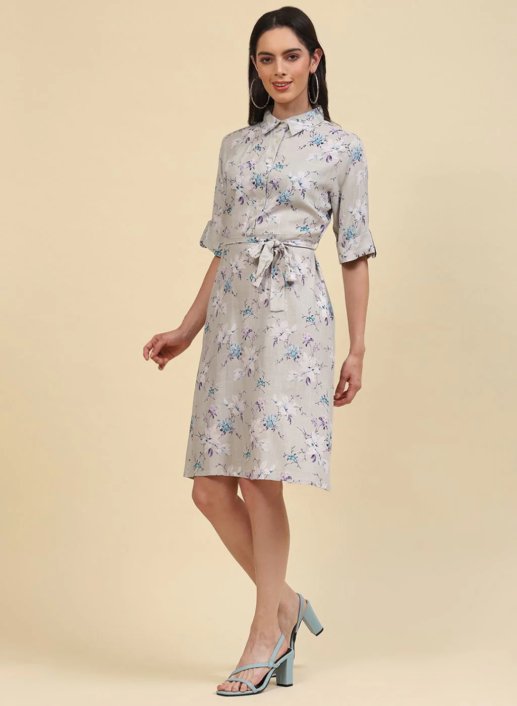 Women Grey Printed Tunic - Image 2