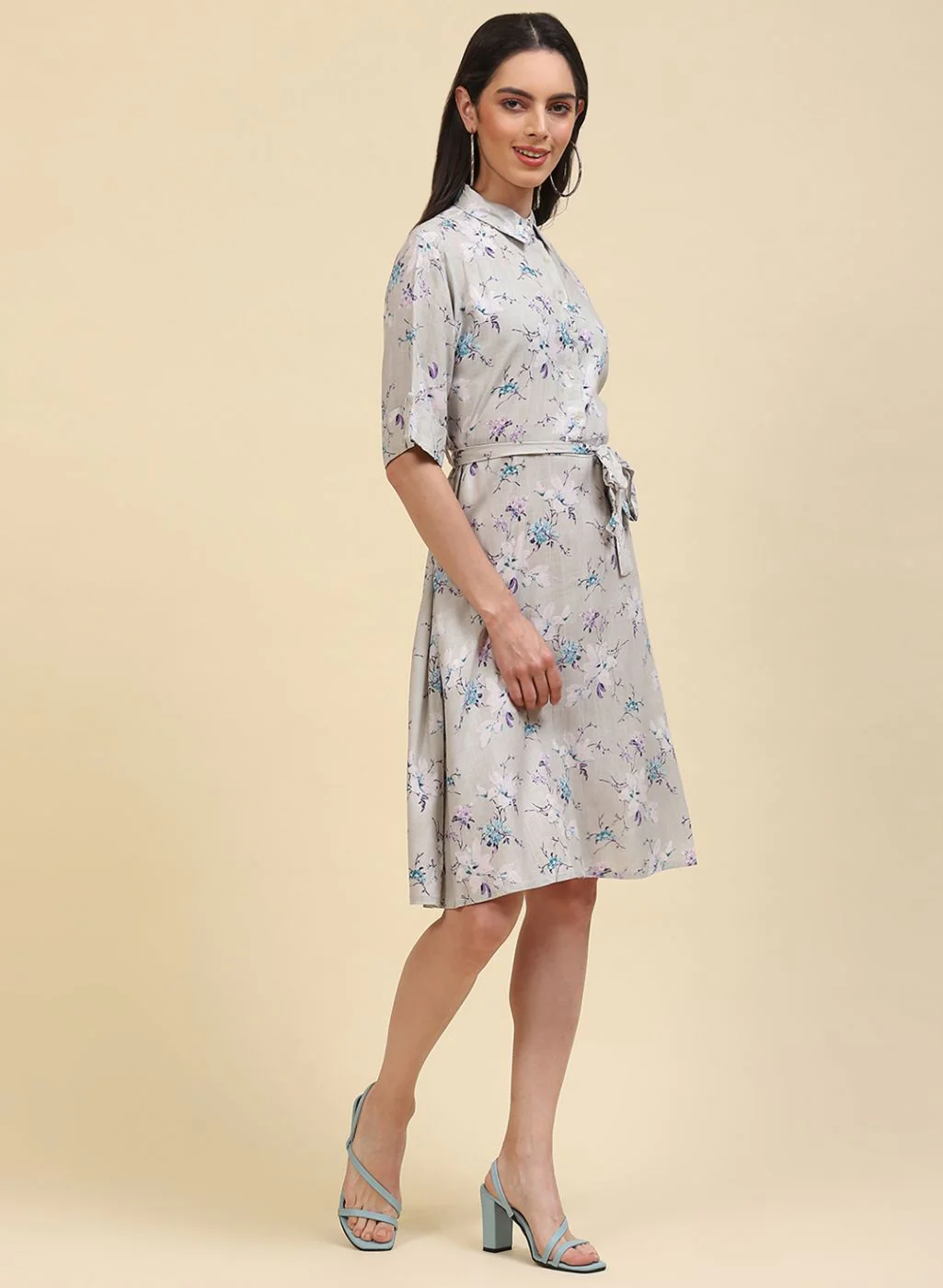 Women Grey Printed Tunic - Image 3