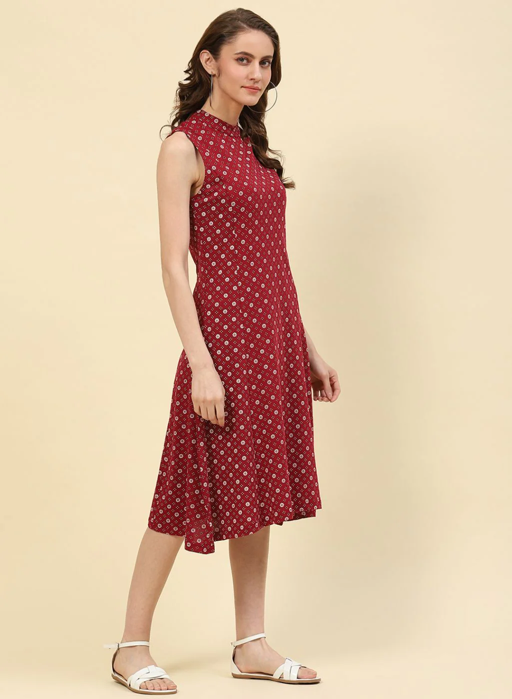 Women Maroon Printed Dress - Image 3