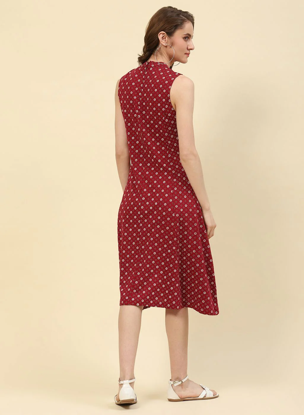 Women Maroon Printed Dress - Image 4
