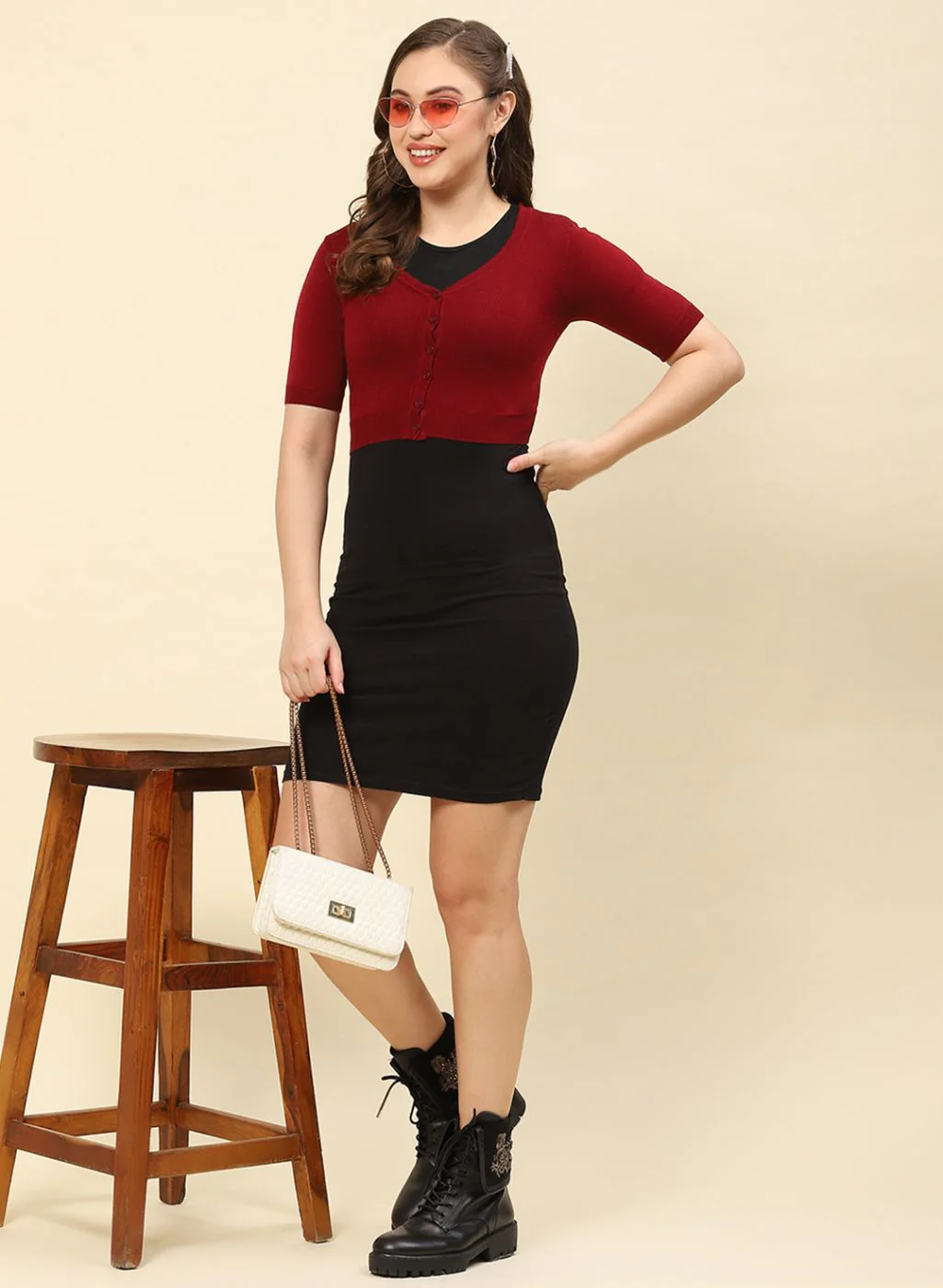 Women Maroon Solid Blend wool Blouse - Image 2