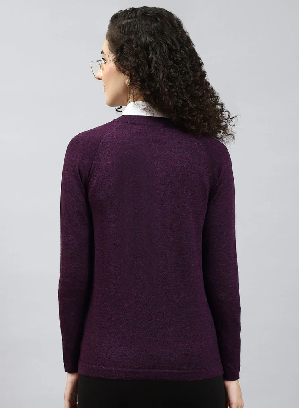 Women Maroon Solid Pure wool Cardigan - Image 5