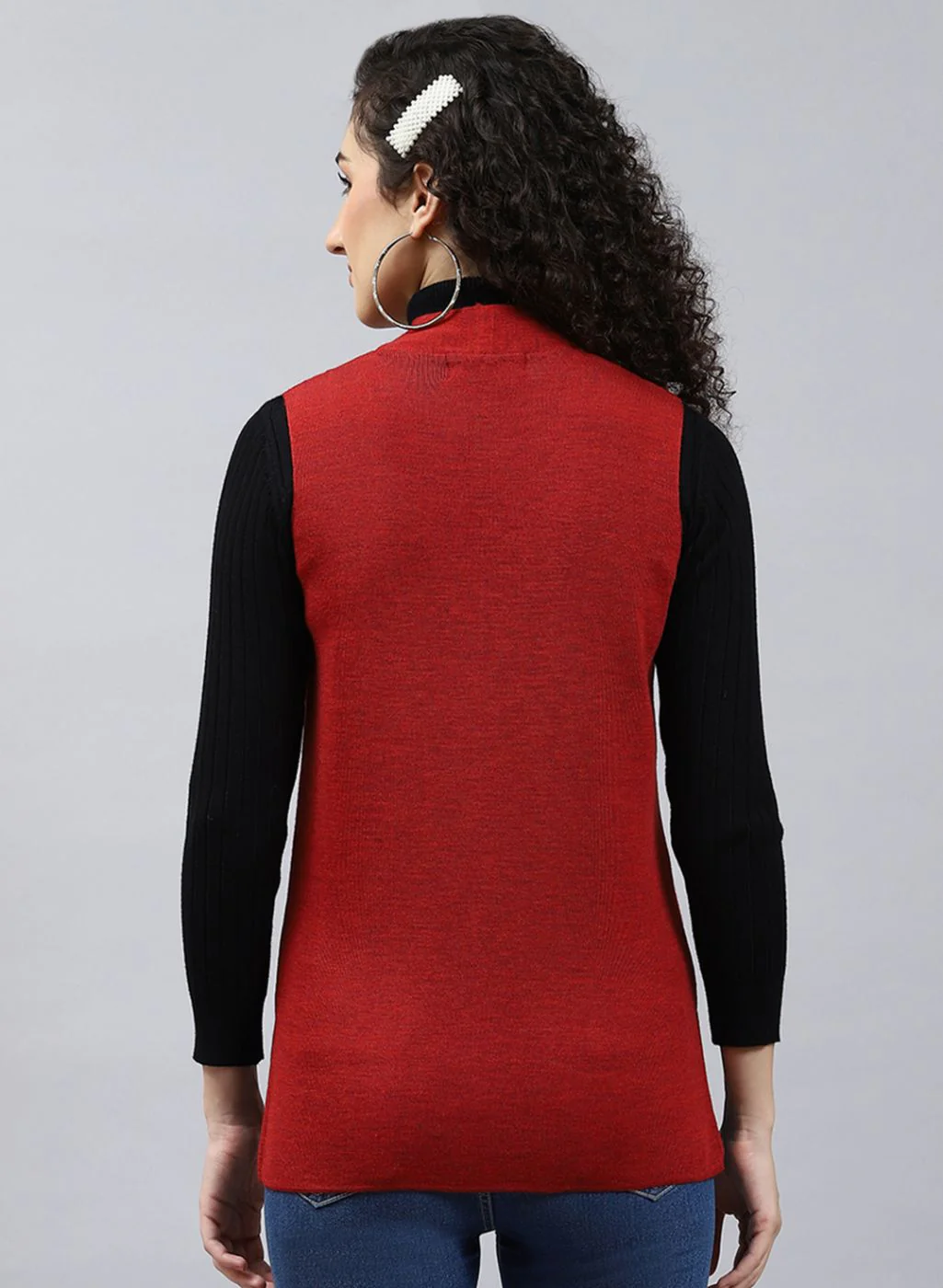 Women Maroon Solid Pure wool Cardigan - Image 5