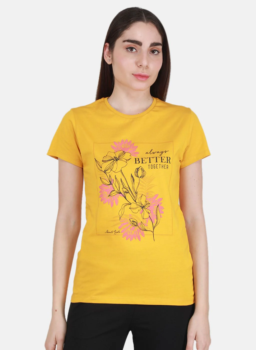 Women Mustard & Pink Printed Top 2 Pc Set - Image 2